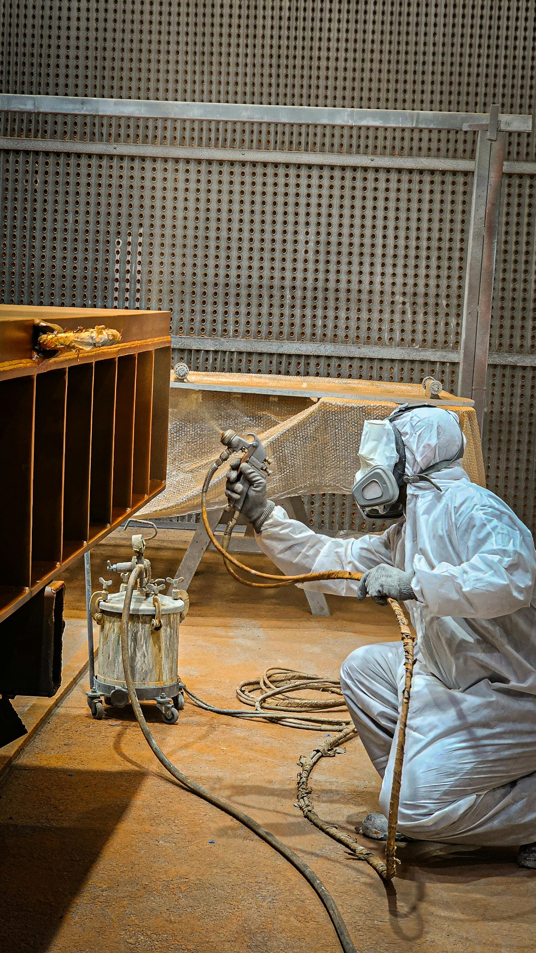 Protective coating application on industrial structure